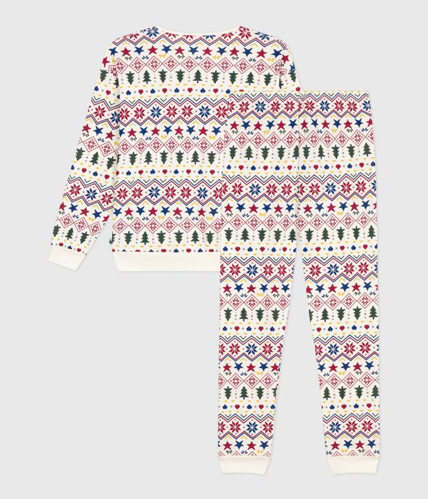 Pijama de algod&oacute;n con estampado de Navidad para mujer crudo/multicolor