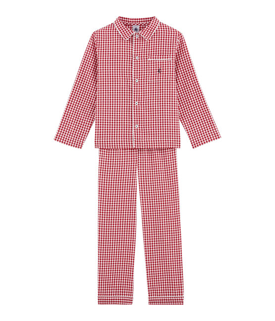 Pijama para niño a cuadros rojo TERKUIT/blanco MARSHMALLOW