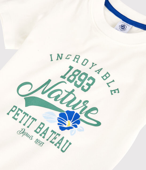 Camiseta de manga corta de punto de ni&ntilde;o blanco