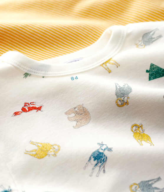 Juego de 2 camisetas de manga corta con estampado de muflón de niña de algodón orgánico variante 1