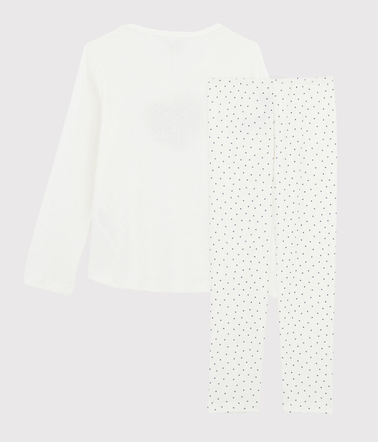 Pijama mini de corazones de ni&ntilde;a de punto blanco/azul