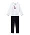 Pijama de terciopelo para niña azul SMOKING/blanco ECUME