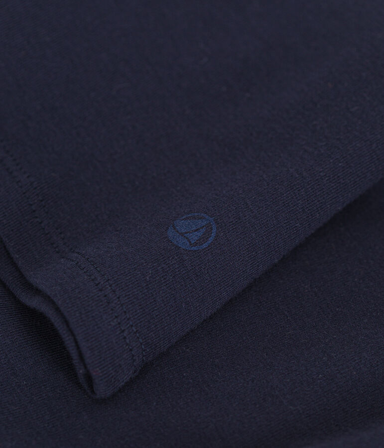 Camiseta Iconique de manga larga de algod&oacute;n liso para mujer con cuello en V azul