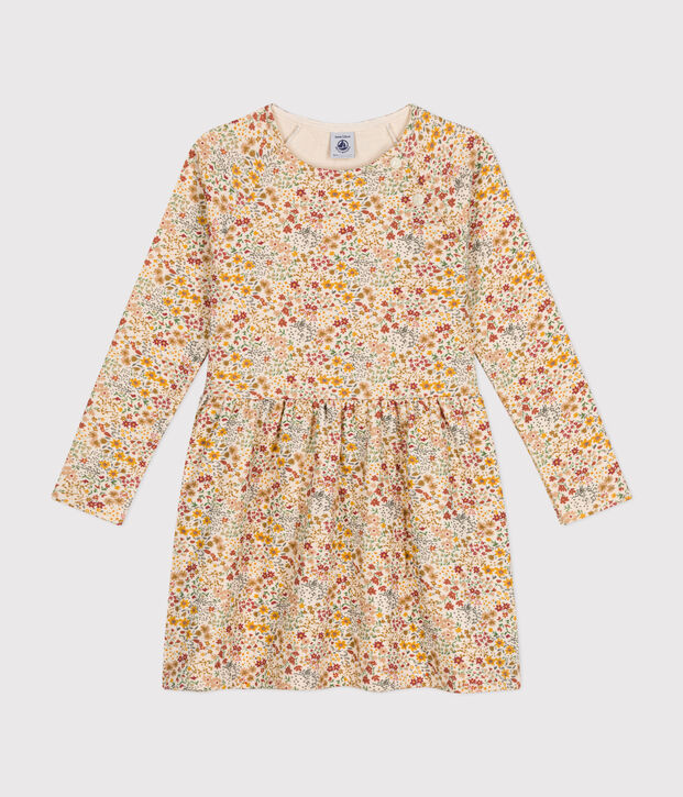 Vestido de t&uacute;bico de manga larga para ni&ntilde;a crudo/multicolor