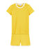 Pijama corto de punto para niña amarillo HONEY/blanco MARSHMALLOW