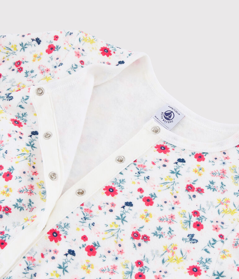 Mono con flores de ni&ntilde;a de rizo picado blanco/multicolor