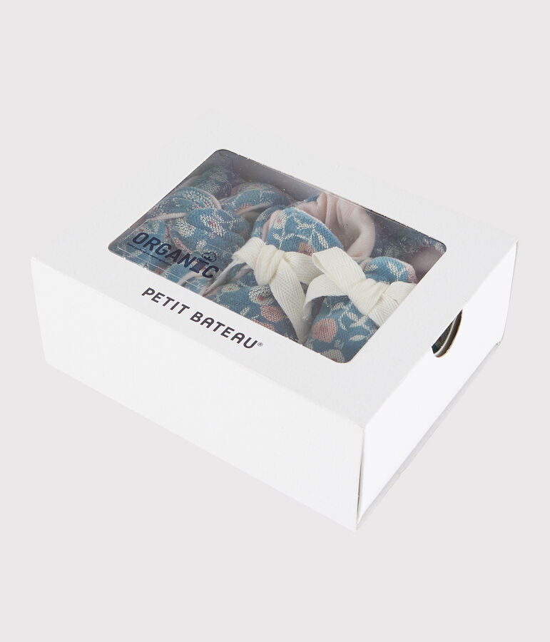 Juego de cinta y patucos de flores de terciopelo para beb&eacute; ni&ntilde;a MOZAIK/crudo MULTICO