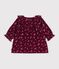 Vestido de terciopelo de manga larga con estampado de flores para beb&eacute; rojo/multicolor