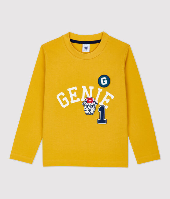 Camiseta de manga larga de algodón de niño amarillo BOUDOR