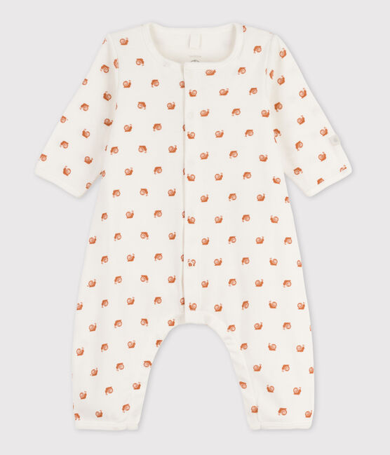 Bodyjama sin pies de algodón estampado para bebé blanco MARSHMALLOW/ ECUREUIL