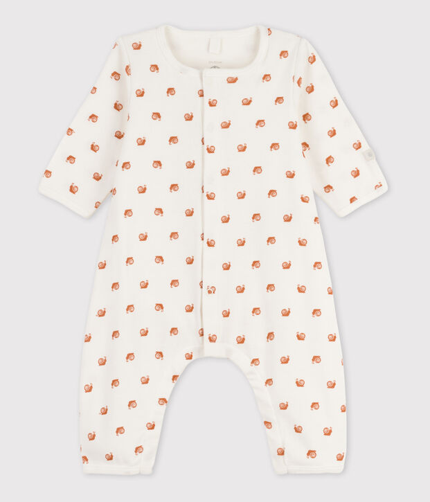 Bodyjama sin pies de algod&oacute;n estampado para beb&eacute; blanco/marron