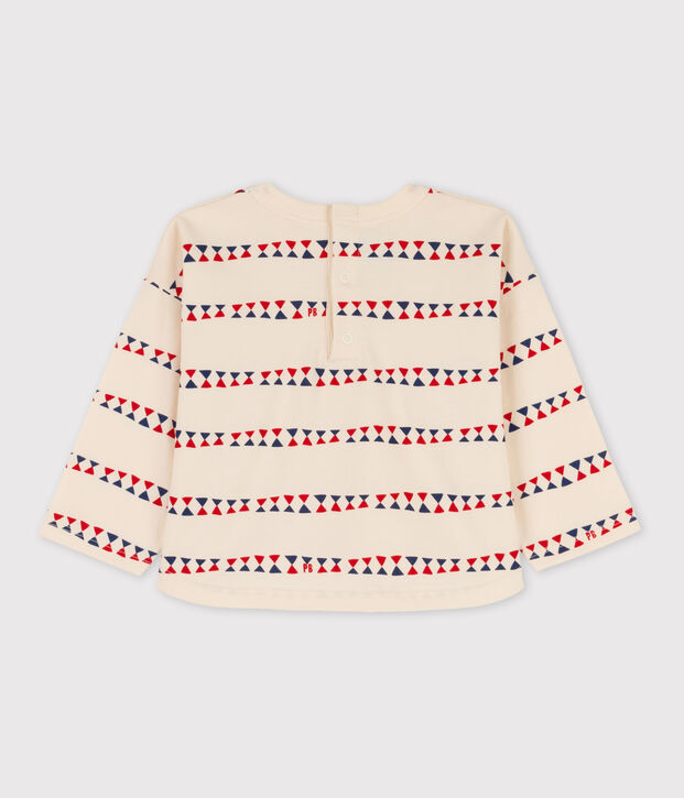 Camiseta estampada de algod&oacute;n de manga larga para beb&eacute; crudo/multicolor