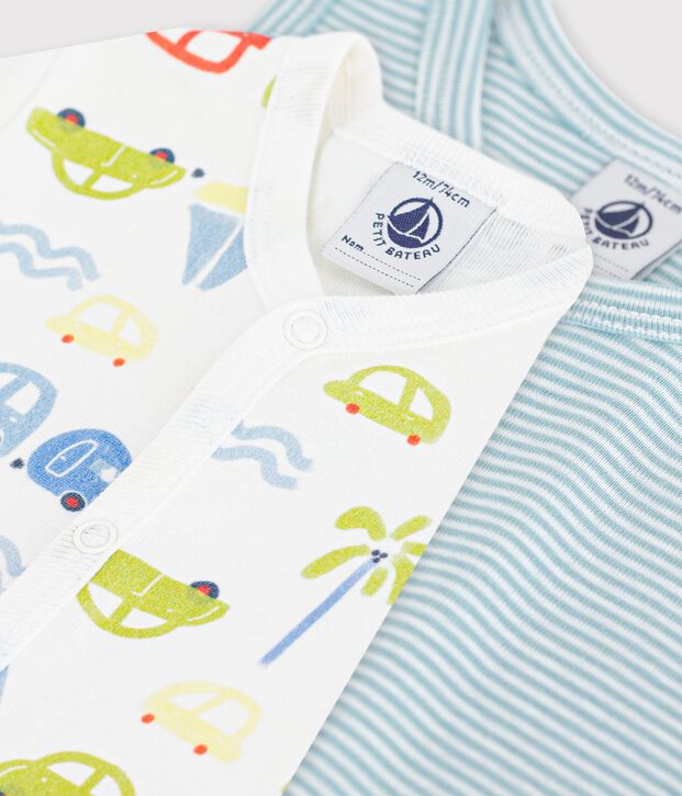 Juego de monos cortos de algod&oacute;n estampado para beb&eacute; multicolor