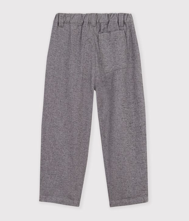 Pantal&oacute;n infantil de pinzas de franela de algod&oacute;n gris