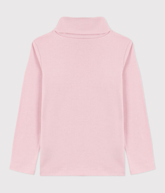 Camiseta infantil de cuello alto de algodón rosa JOLI