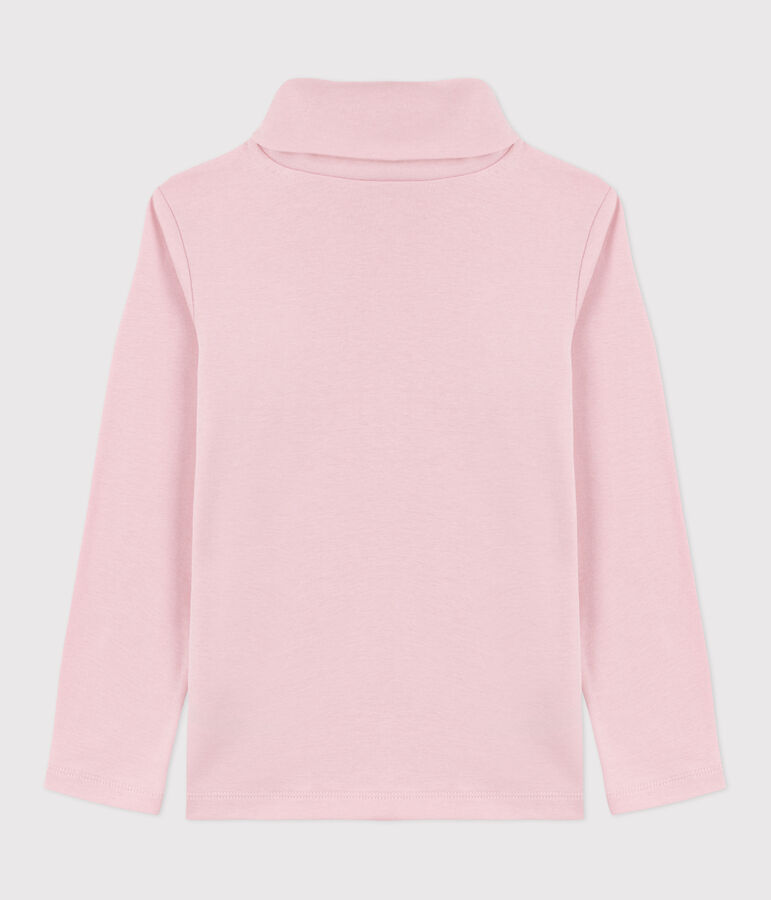 Camiseta infantil de cuello alto de algod&oacute;n rosa