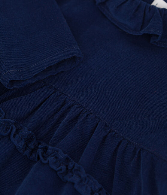 Vestido de micro pana de manga larga para bebé BLEU FONCE