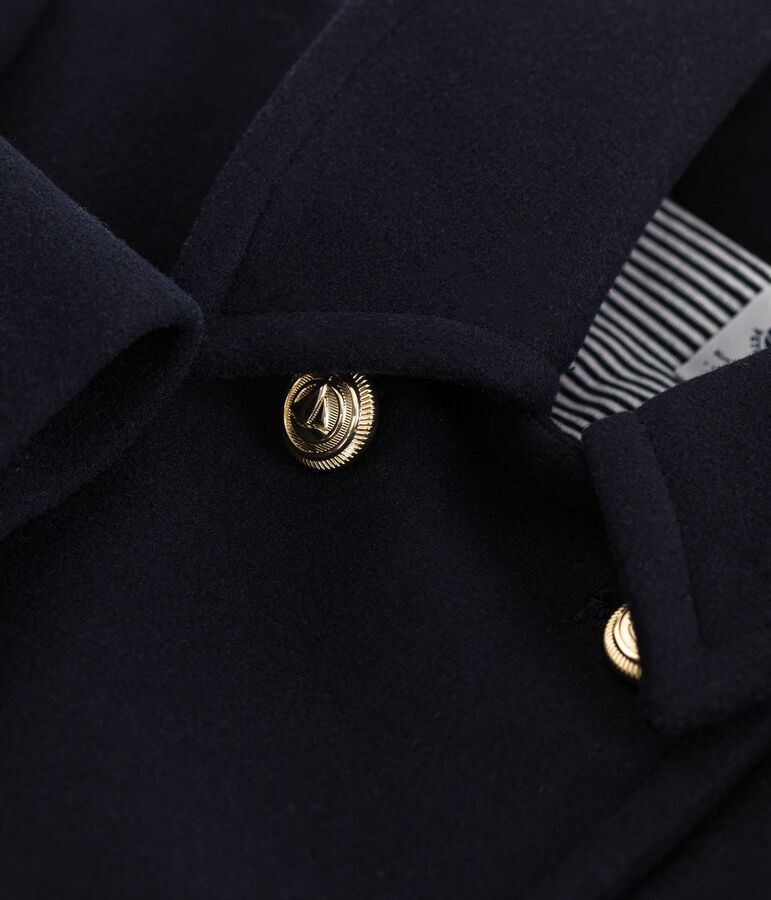 Gab&aacute;n infantil liso de pa&ntilde;o de lana azul