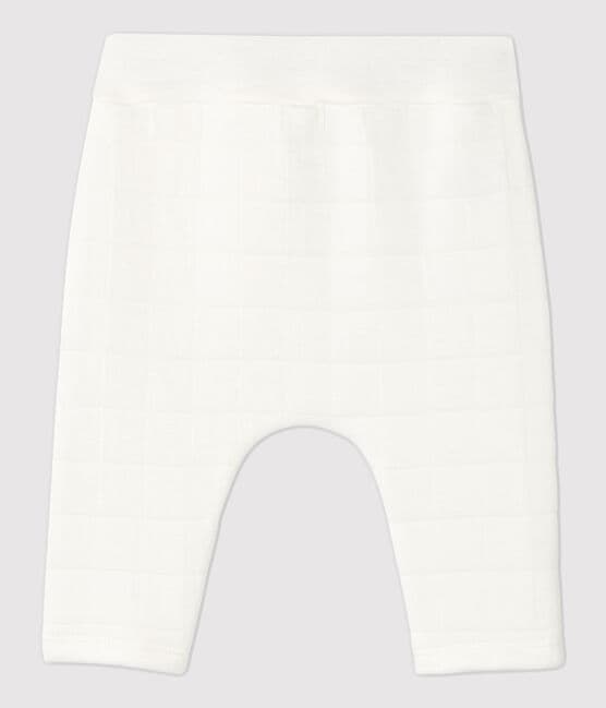 Pantalón de tejido túbico ecológico de bebé blanco MARSHMALLOW