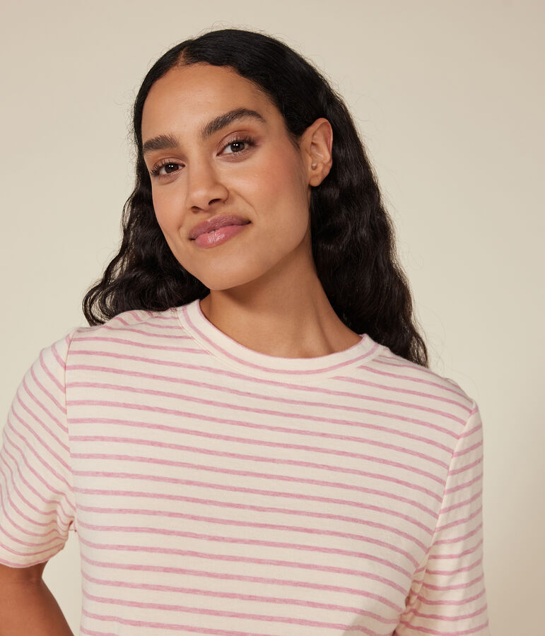 Camiseta Boxy de t&uacute;bico para mujer crudo/rosa