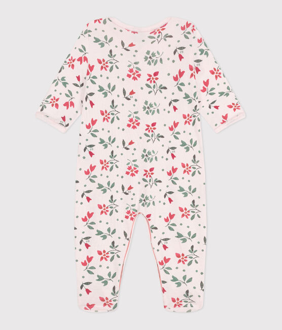 Pijama de algodón con flores para bebé rosa FLEUR/blanco MULTICO