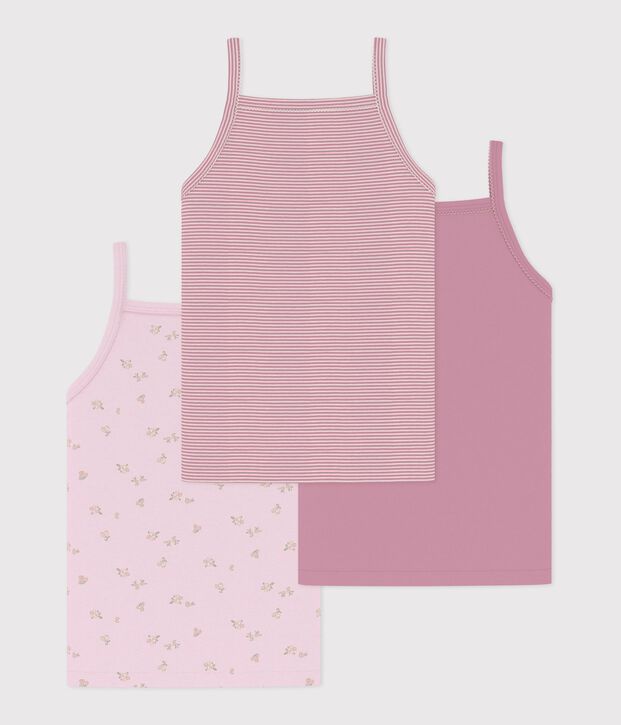Juego de camisetas de tirantes infantiles de algod&oacute;n con flores multicolor