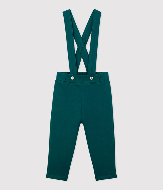 Pantalón con tirantes de muletón de bebé. verde PINEDE