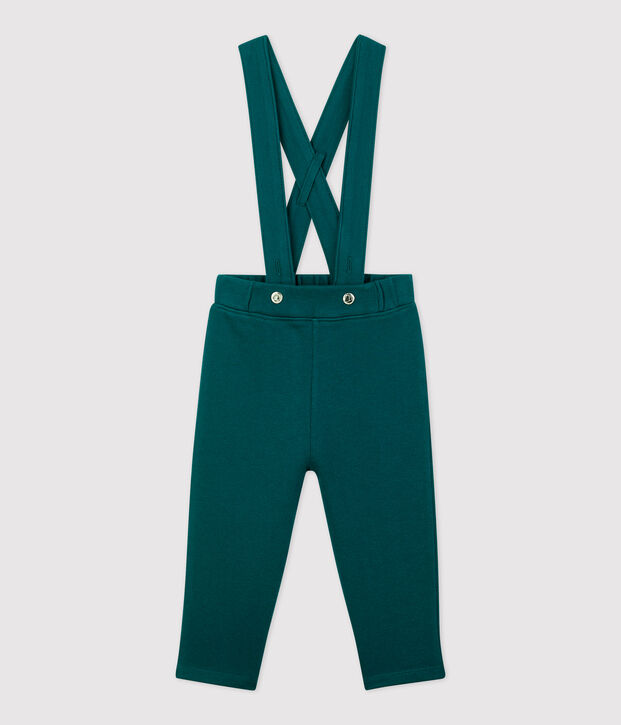 Pantal&oacute;n con tirantes de mulet&oacute;n de beb&eacute;. verde