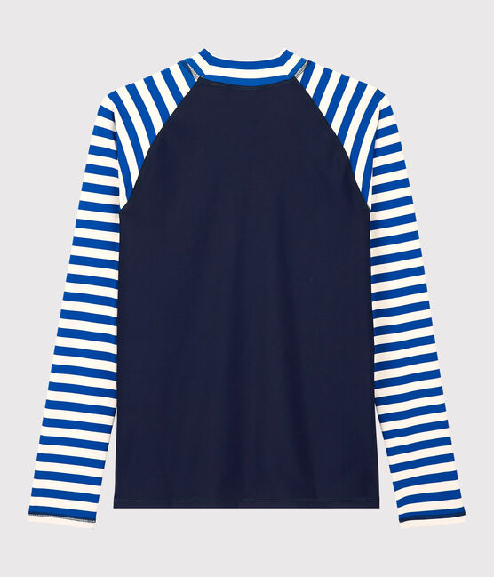 Camiseta de baño anti-UV reciclada de mujer azul SURF/blanco MARSHMALLOW