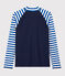 Camiseta de baño anti-UV reciclada de mujer azul SURF/blanco MARSHMALLOW