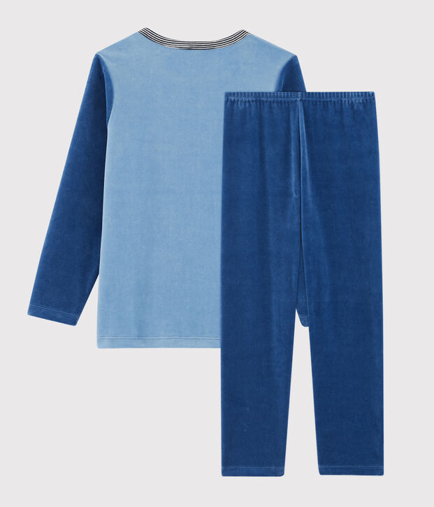Pijama de terciopelo de ni&ntilde;o peque&ntilde;o azul/azul