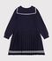 Vestido infantil liso de manga larga de algod&oacute;n SMOKING