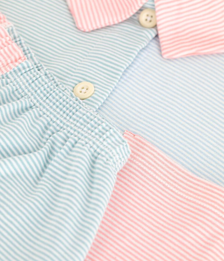 Pantal&oacute;n corto de pijama de algod&oacute;n a rayas con botones delanteros para mujer blanco/multicolor