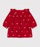 Vestido de terciopelo de manga larga con bordados de lazos para beb&eacute; rojo/crudo