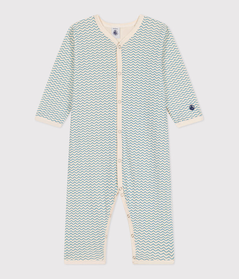 Pijama sin pies de algod&oacute;n estampado para beb&eacute; crudo/azul