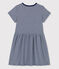 Vestido de niña Petit Bateau x Water Family azul MEDIEVAL/blanco MARSHMALLOW