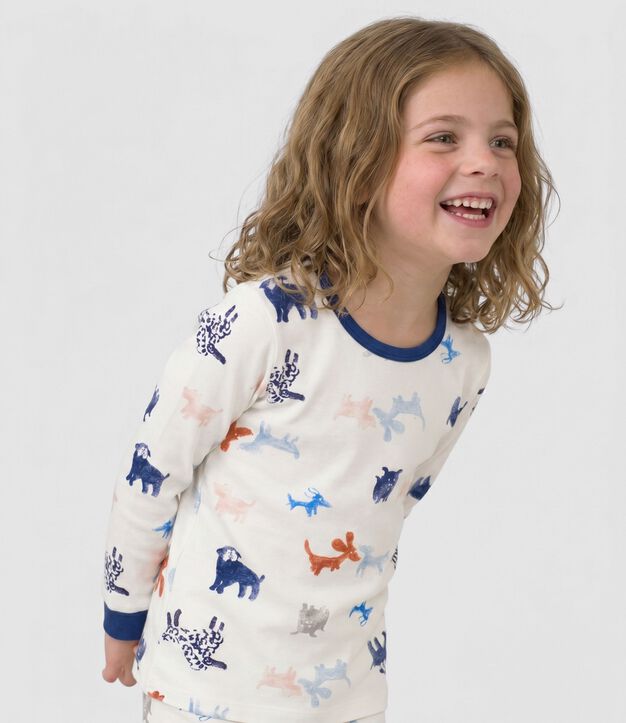 Pijama disfraz infantil de algod&oacute;n con estampado de perros blanco/multicolor