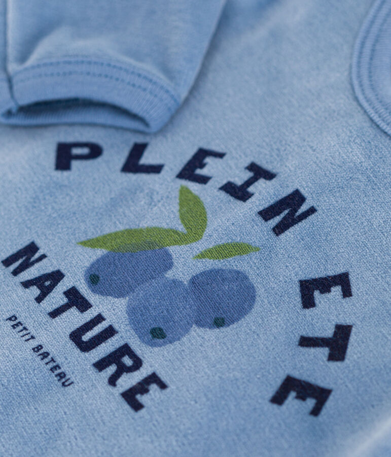 Pijama de terciopelo con abertura trasera para beb&eacute; azul