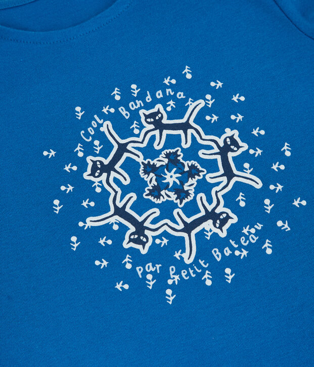 Camiseta de manga corta de algod&oacute;n org&aacute;nico de ni&ntilde;a azul