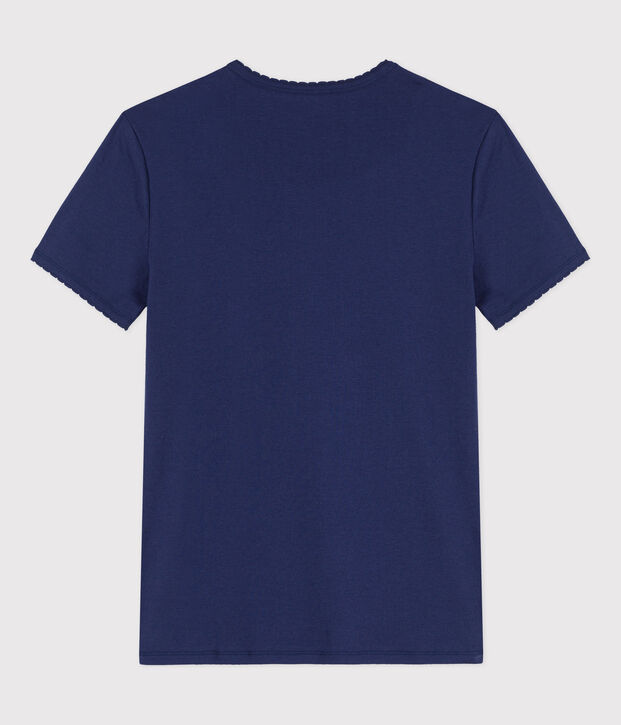 Camiseta L'ICONIQUE de punto cocotte de algod&oacute;n para mujer azul