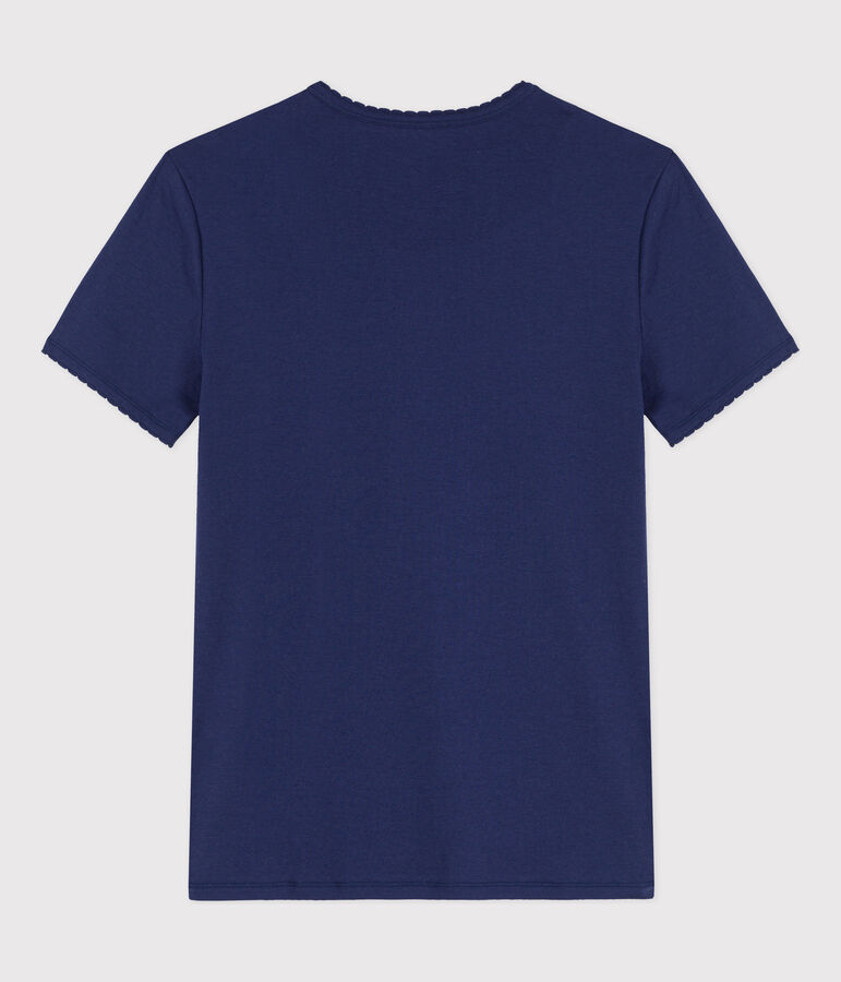 Camiseta L'ICONIQUE de punto cocotte de algod&oacute;n para mujer azul
