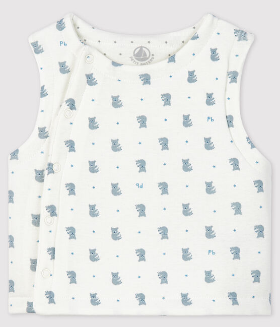 Chaleco reversible de algodón biológico enguatado blanco MARSHMALLOW+GRIS/ MULTICO