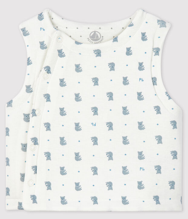 Chaleco reversible de algod&oacute;n biol&oacute;gico enguatado blanco/gris/multicolor