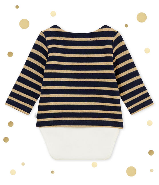 Body marinero brillante para bebé niña azul SMOKING/marron BRINDILLE BRILLANT