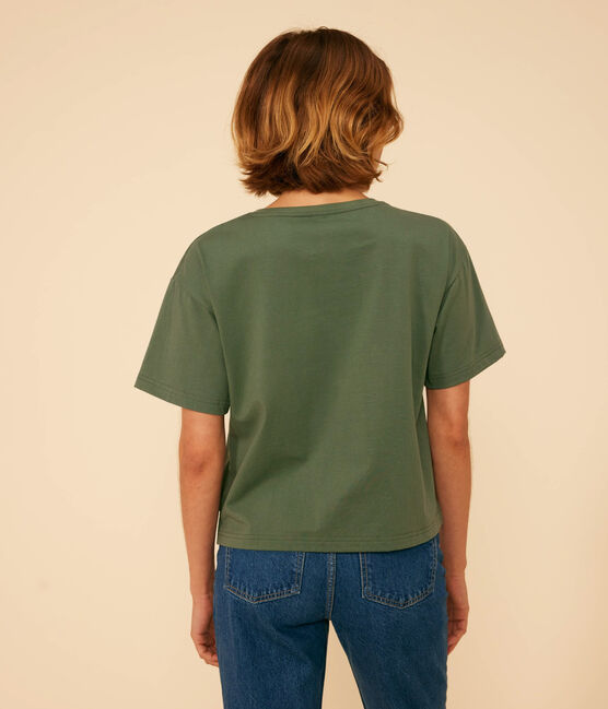 Camiseta la Boxy de algodón de mujer verde CROCO