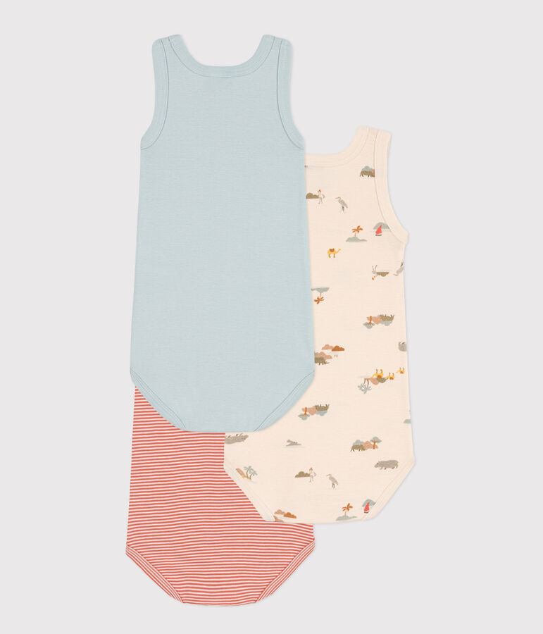 Juego de 3 bodis de tirantes de algod&oacute;n con animales variante 1
