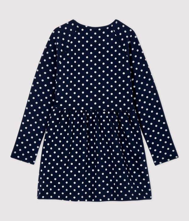 Vestido de manga larga de mulet&oacute;n de ni&ntilde;a azul/blanco