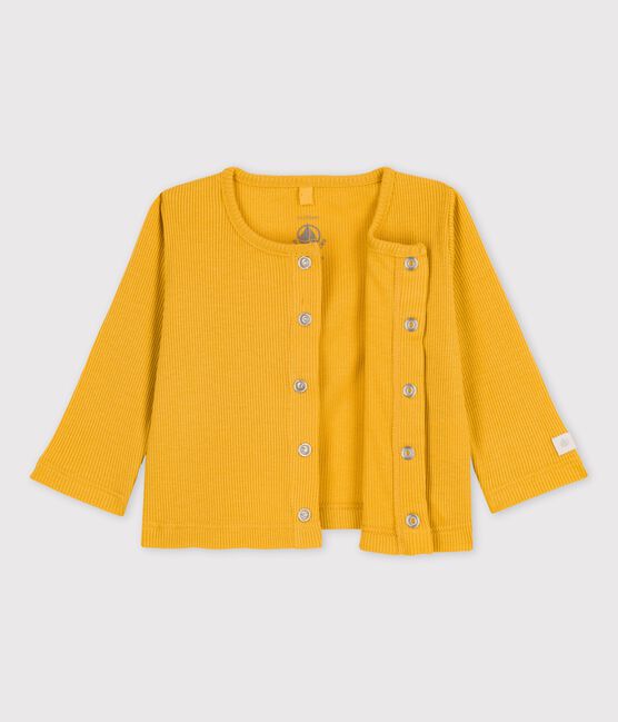 Cárdigan de algodón y lyocell de bebé amarillo OCRE