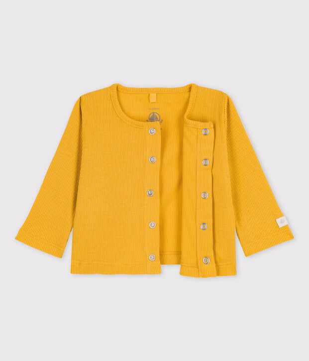 C&aacute;rdigan de algod&oacute;n y lyocell de beb&eacute; amarillo