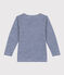 Camiseta infantil de manga larga de lana y algodón a rayas azul MEDIEVAL/blanco MARSHMALLOW